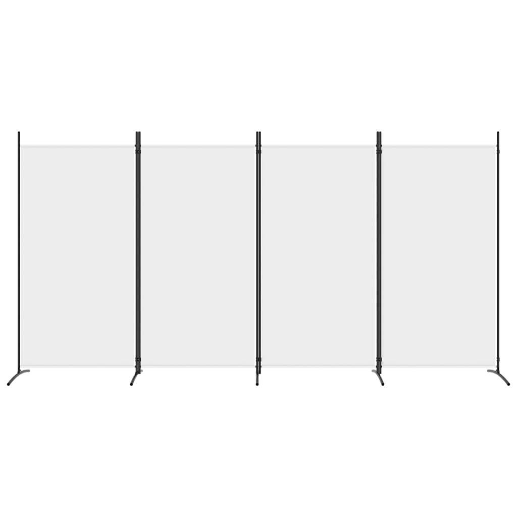 4-Panel Room Divider White 346x180 cm Fabric
