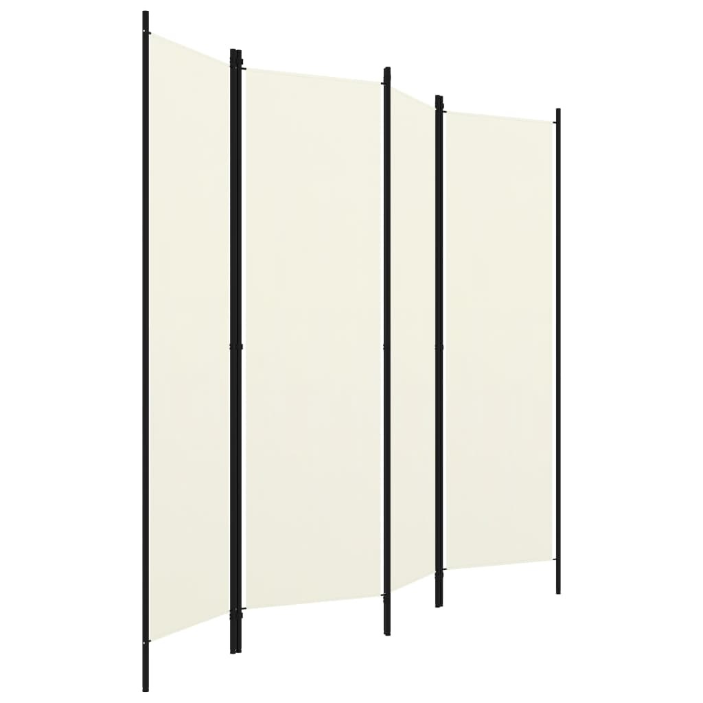 4-Panel Room Divider White 200x180 cm