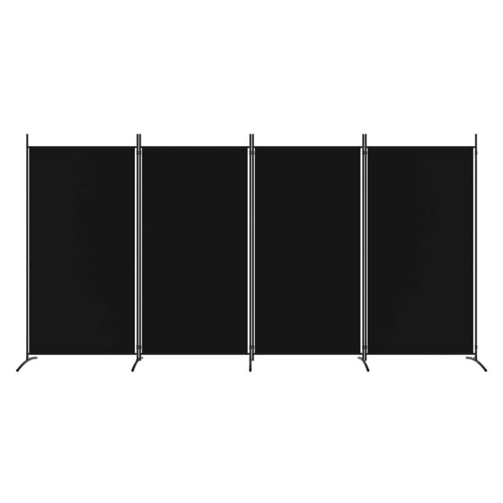 4-Panel Room Divider Black 346x180 cm Fabric
