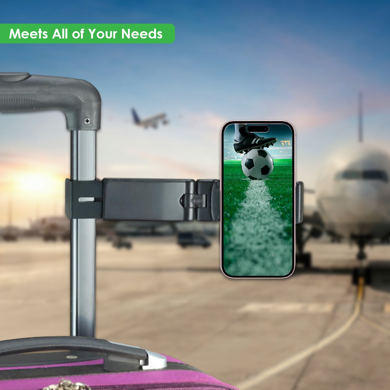 Urbanoki Airplane Phone Holder Mount 360° Rotation Stand for Travel Desk - Black