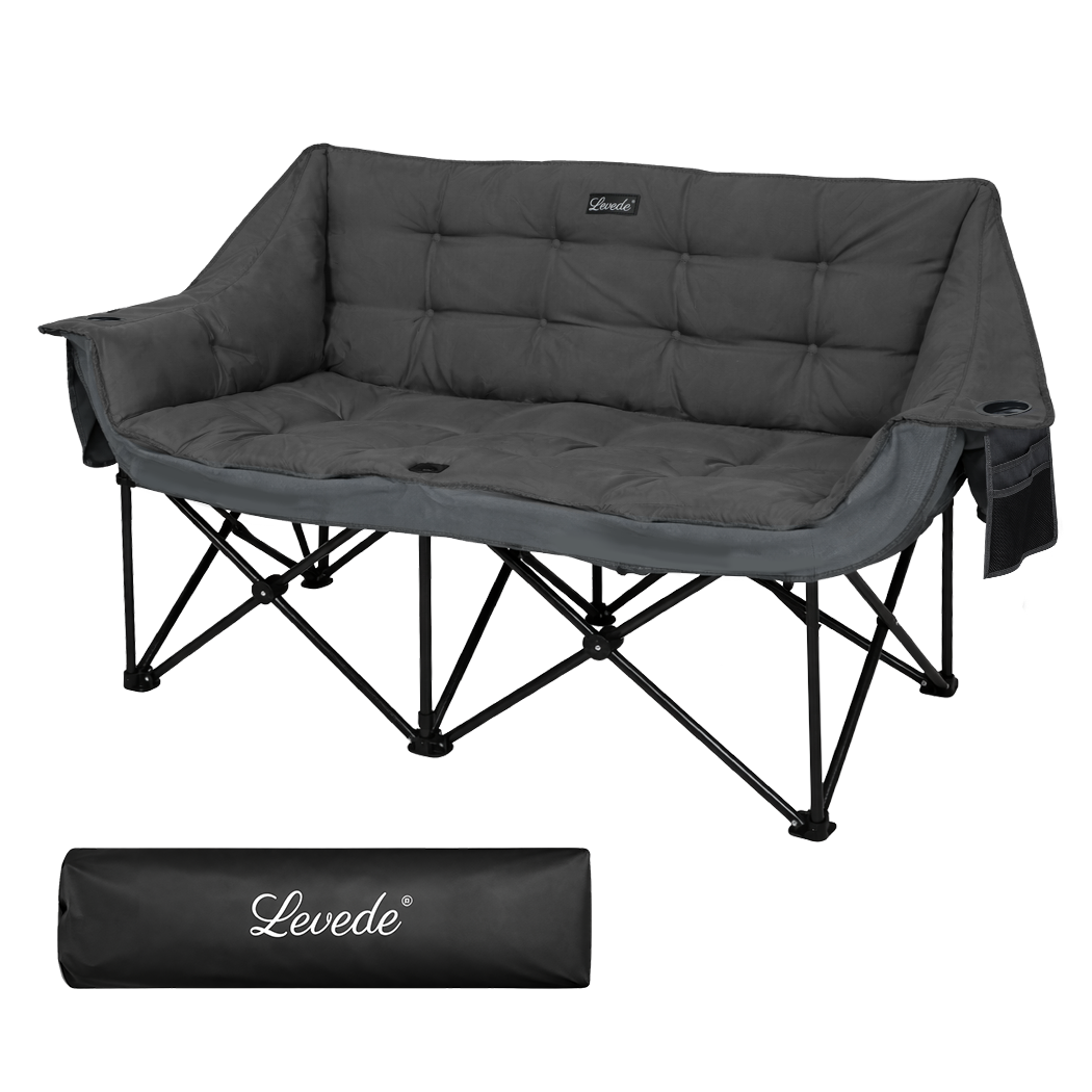 Levede Double Camping Chair Folding Outdoor Portable Fishing Picnic Travel Seat-2050056782503612424