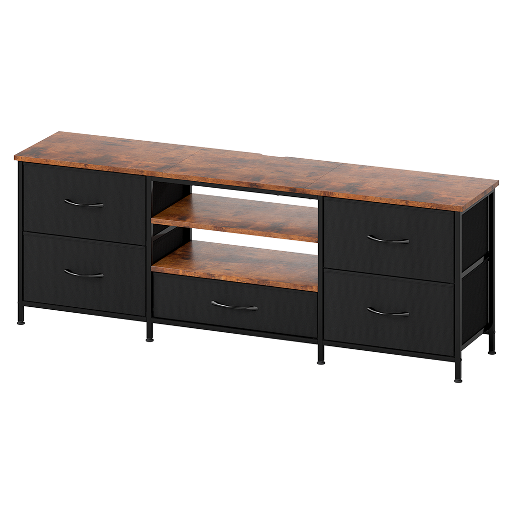 Levede TV Stand Cabinet Entertainment Unit Stand 140cm 5 Drawers Storage Shelves-2065254296026484745