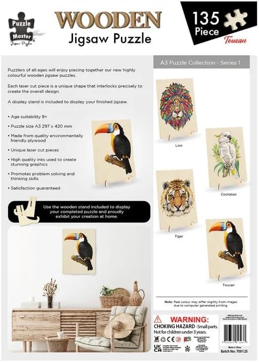 Toucan Wooden Jigsaw Puzzle – 135 pcs with Display Stand