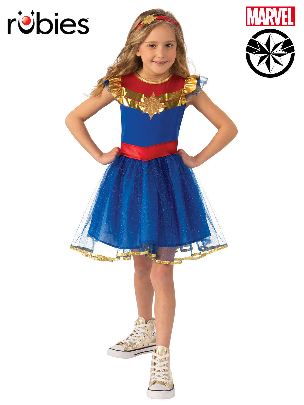 Captain Marvel Tutu Dress Costume Child Official Marvel Deluxe Dress with Headband