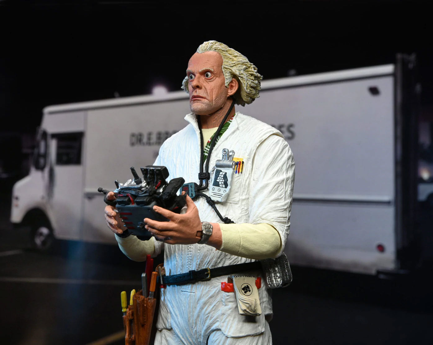 Back to the Future Doc Brown Ultimate Action Figure 7” with Accessories White