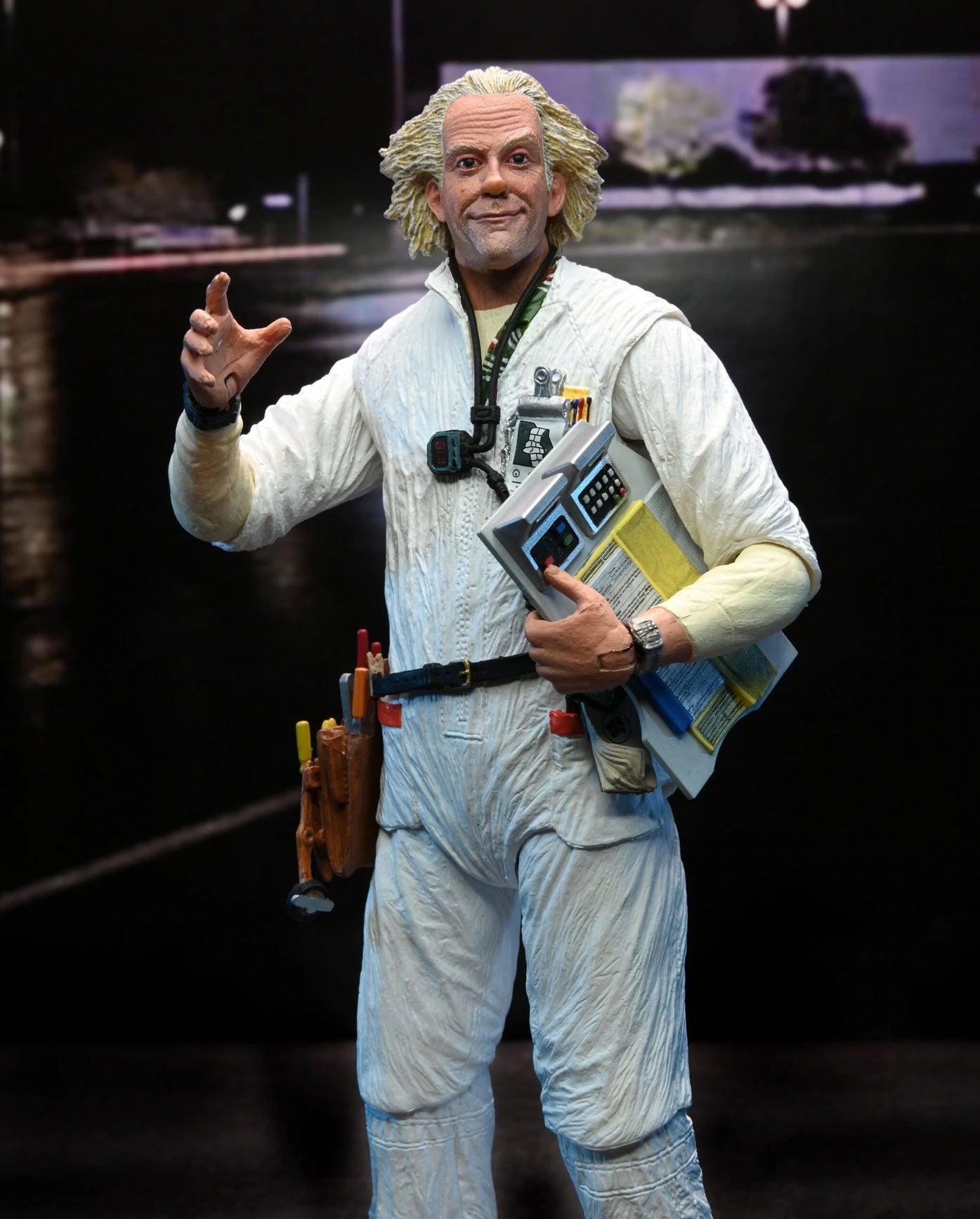 Back to the Future Doc Brown Ultimate Action Figure 7” with Accessories White