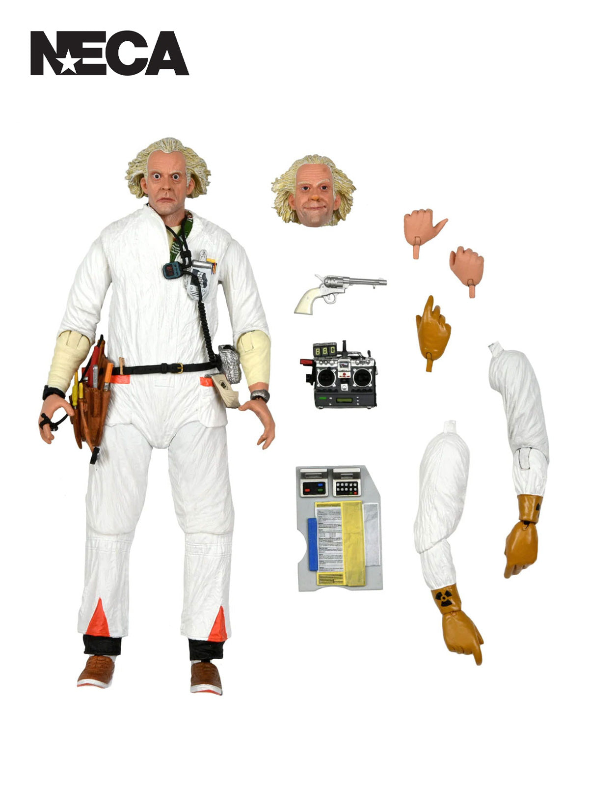 Back to the Future Doc Brown Ultimate Action Figure 7” with Accessories White