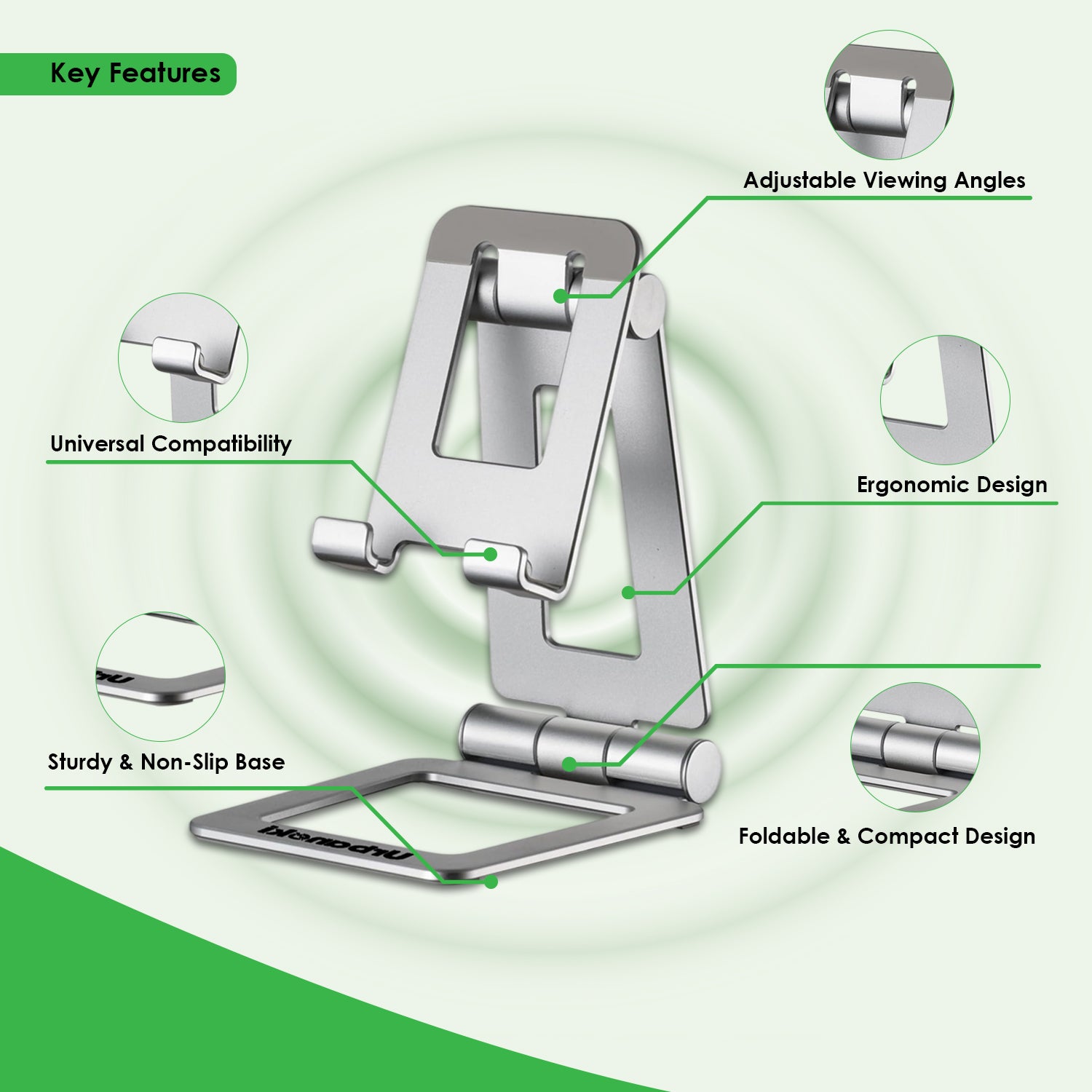 Portable Dual Folding Phone and Tablet Stand Desk Travel Cradle Dock Pack of 3, Available in 2 Colours