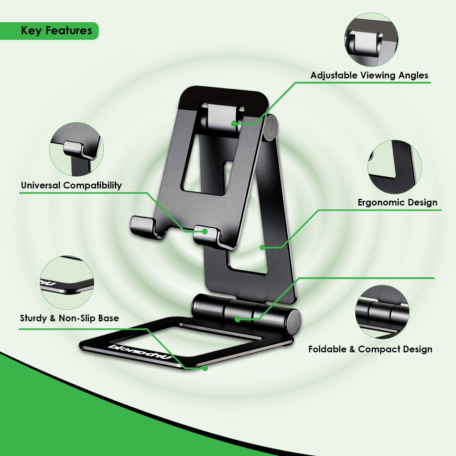 Portable Dual Folding Phone and Tablet Stand Desk Travel Cradle Dock Pack of 3, Available in 2 Colours