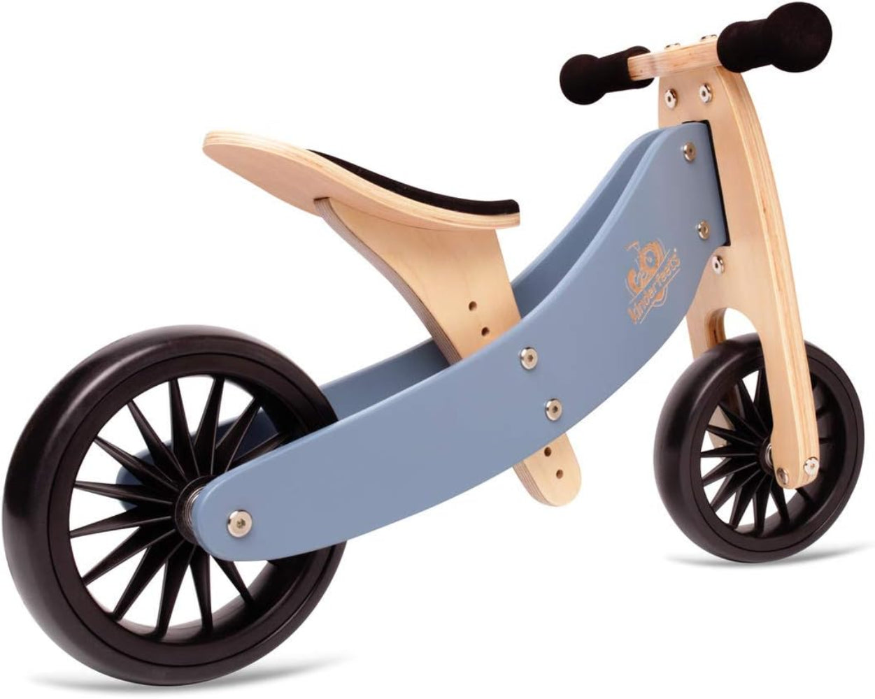 Kinderfeets Tiny Tot Plus 2 in 1 Balance Bike & Trike for Toddlers Slate Blue