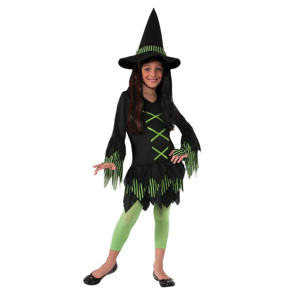 Rubie’s Wicked Witch Costume for Kids – Dress with Hat, Black &amp; Green Colour