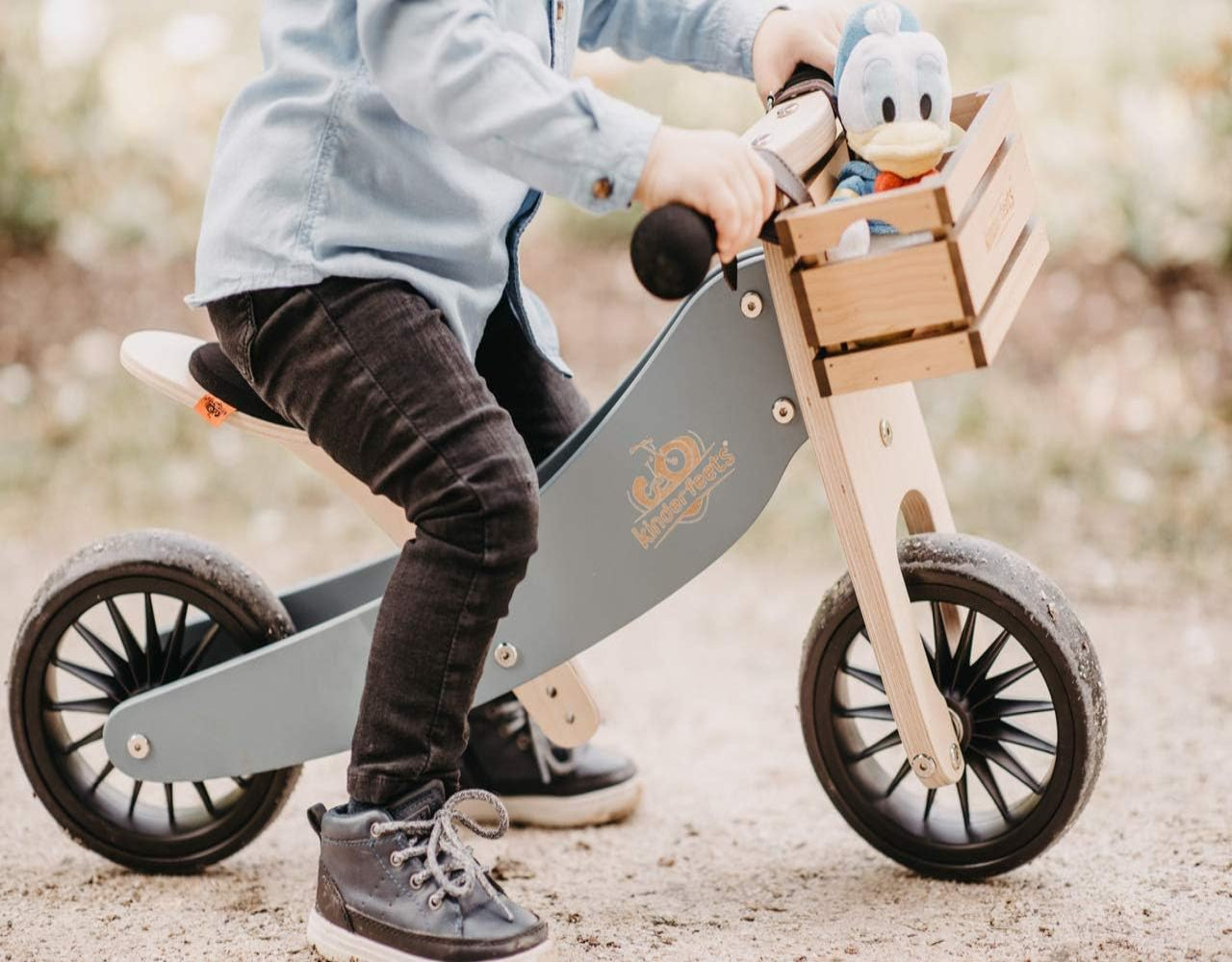 Kinderfeets Tiny Tot Plus 2 in 1 Balance Bike & Trike for Toddlers Slate Blue