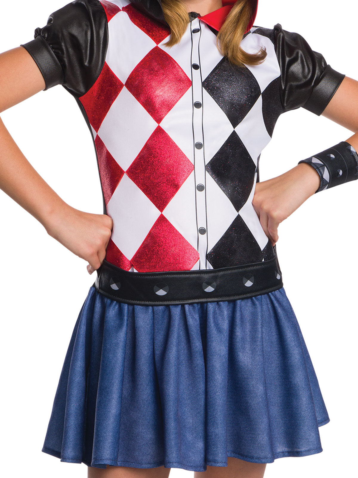 Harley Quinn Girls Hooded Tutu Dress Costume DC Comics Licensed – Red Black Colour