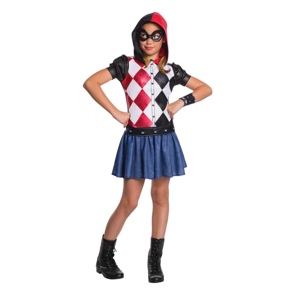 Harley Quinn Girls Hooded Tutu Dress Costume DC Comics Licensed – Red Black Colour