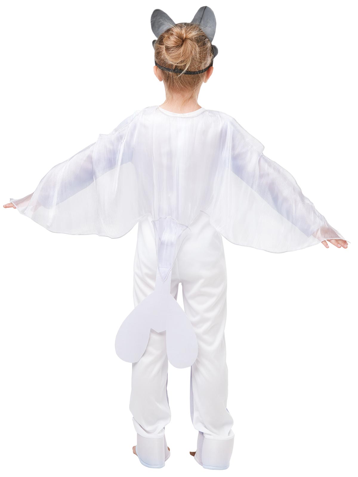 How to Train Your Dragon Light Fury Kids Costume – Jumpsuit, Wings &amp; Mask, White Colour