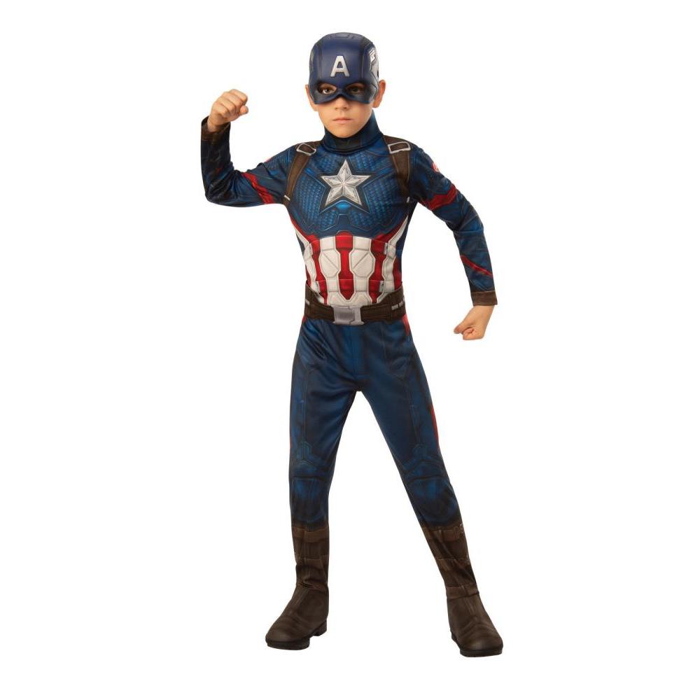 Captain America Costume Child Official Marvel Jumpsuit with Mask Belt and Shoe Covers