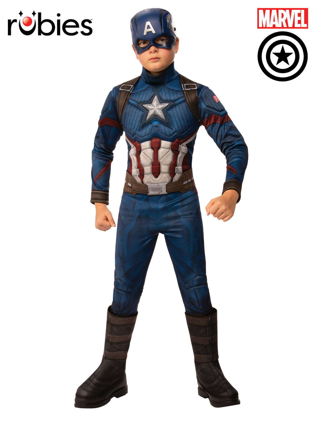 Captain America Deluxe Costume Child Official Marvel Padded Jumpsuit with Mask and Belt