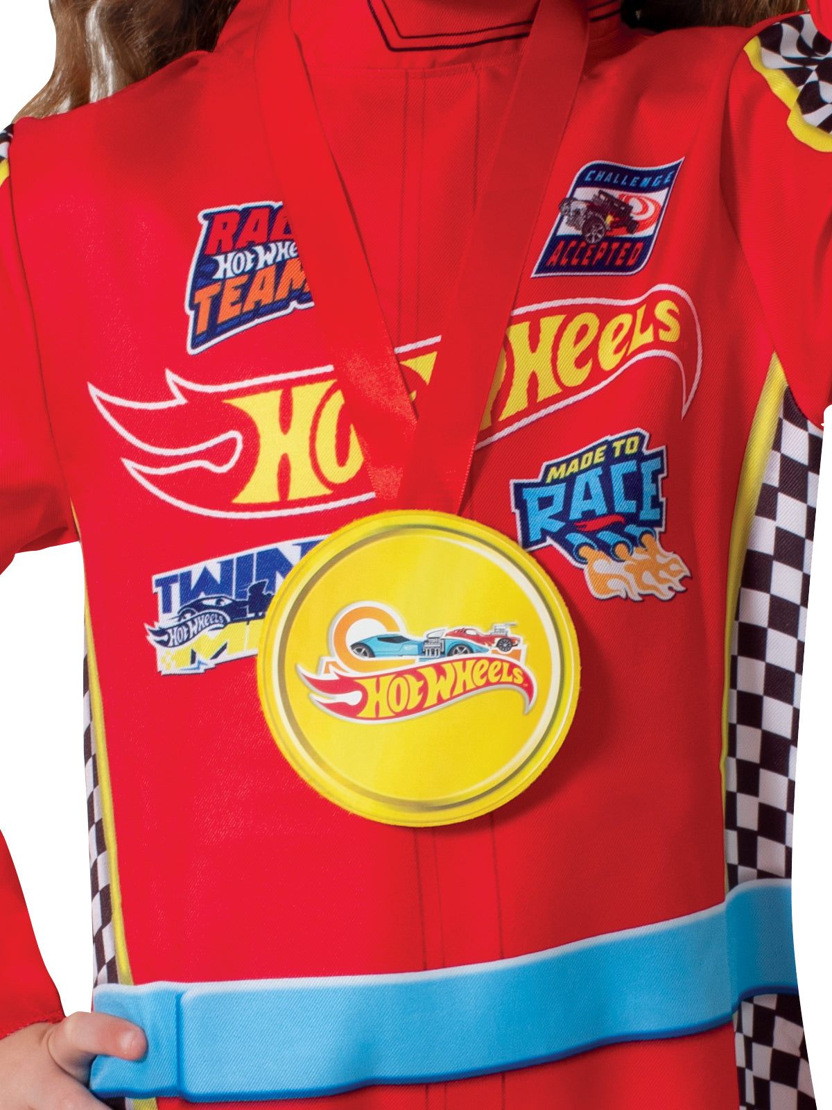 Hot Wheels Race Car Driver Costume for Kids with Cap and Medal Mattel Official Licensed Red Colour