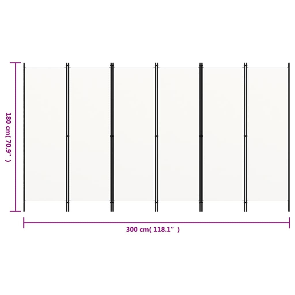 6 Panel Room Divider Privacy Screen Folding Partition Foldable Panels White