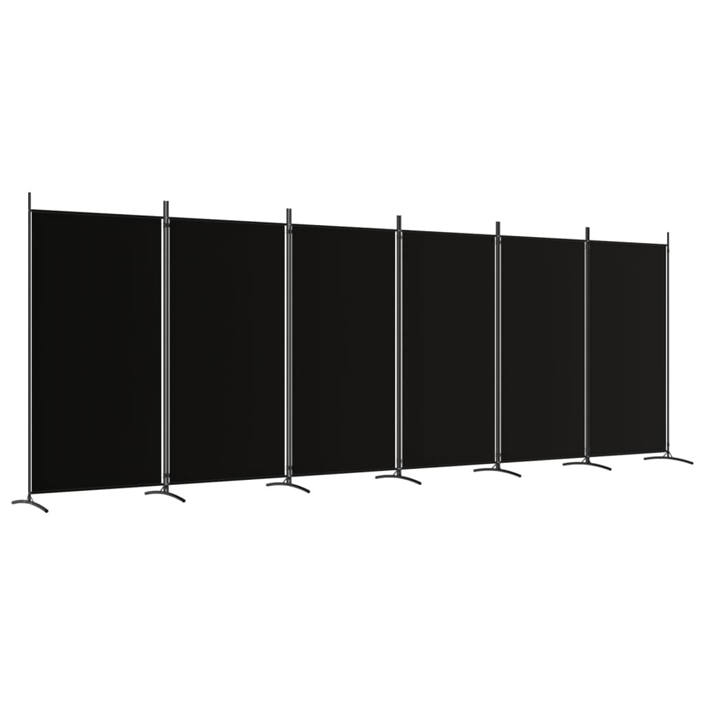 Freestanding 6-Panel Room Divider 520x180 cm Fabric Black
