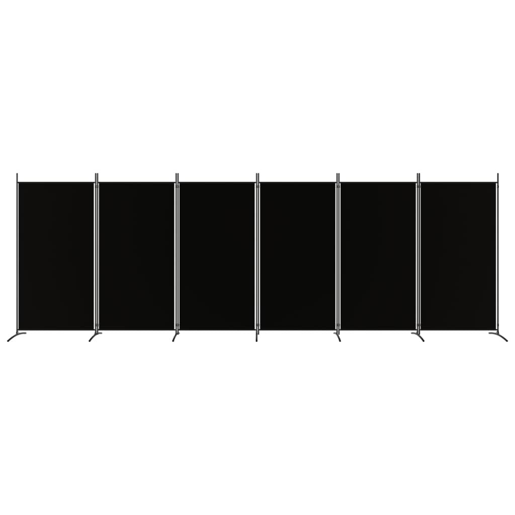 Freestanding 6-Panel Room Divider 520x180 cm Fabric Black