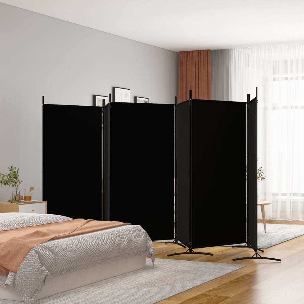 Freestanding 6-Panel Room Divider 520x180 cm Fabric Black