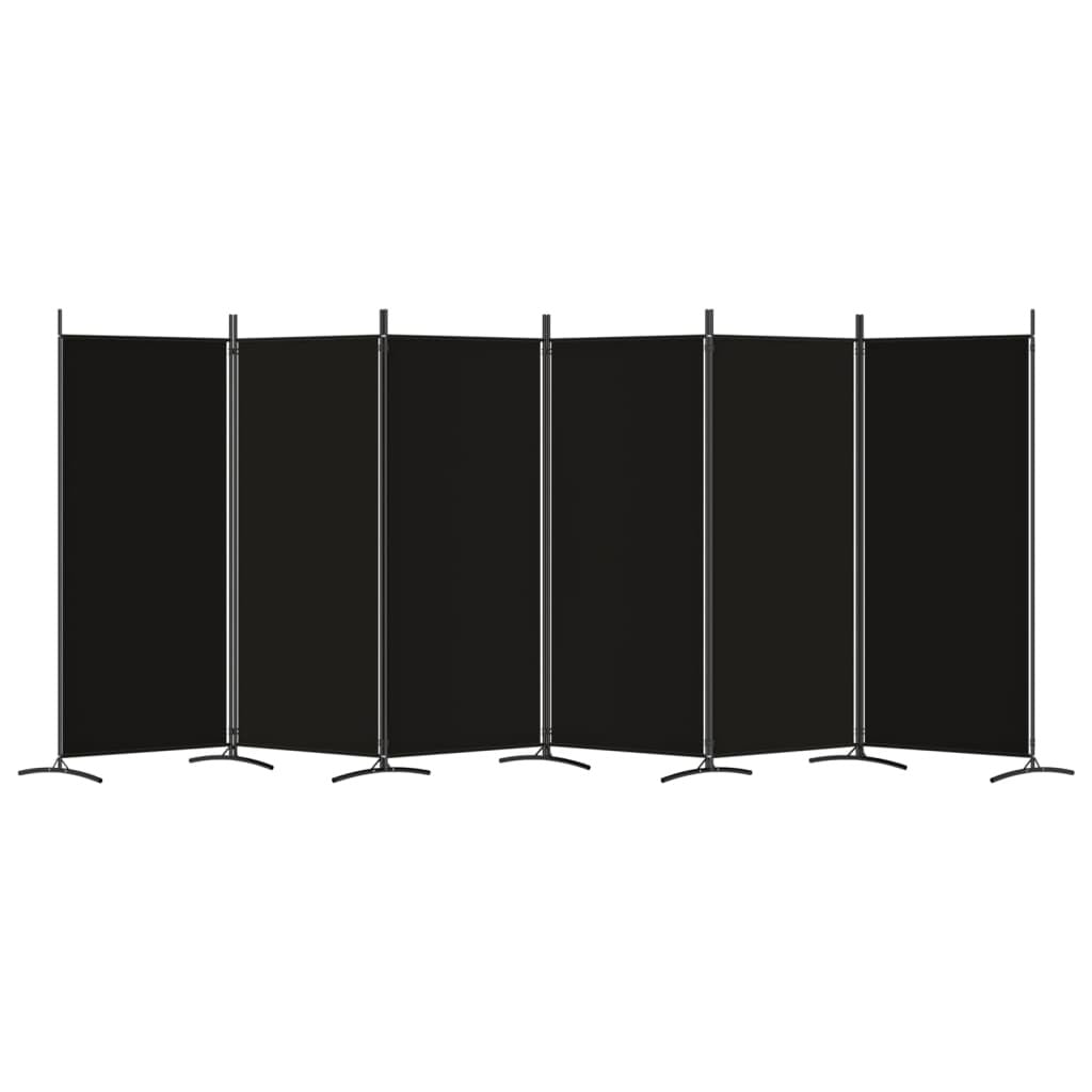 Freestanding 6-Panel Room Divider 520x180 cm Fabric Black