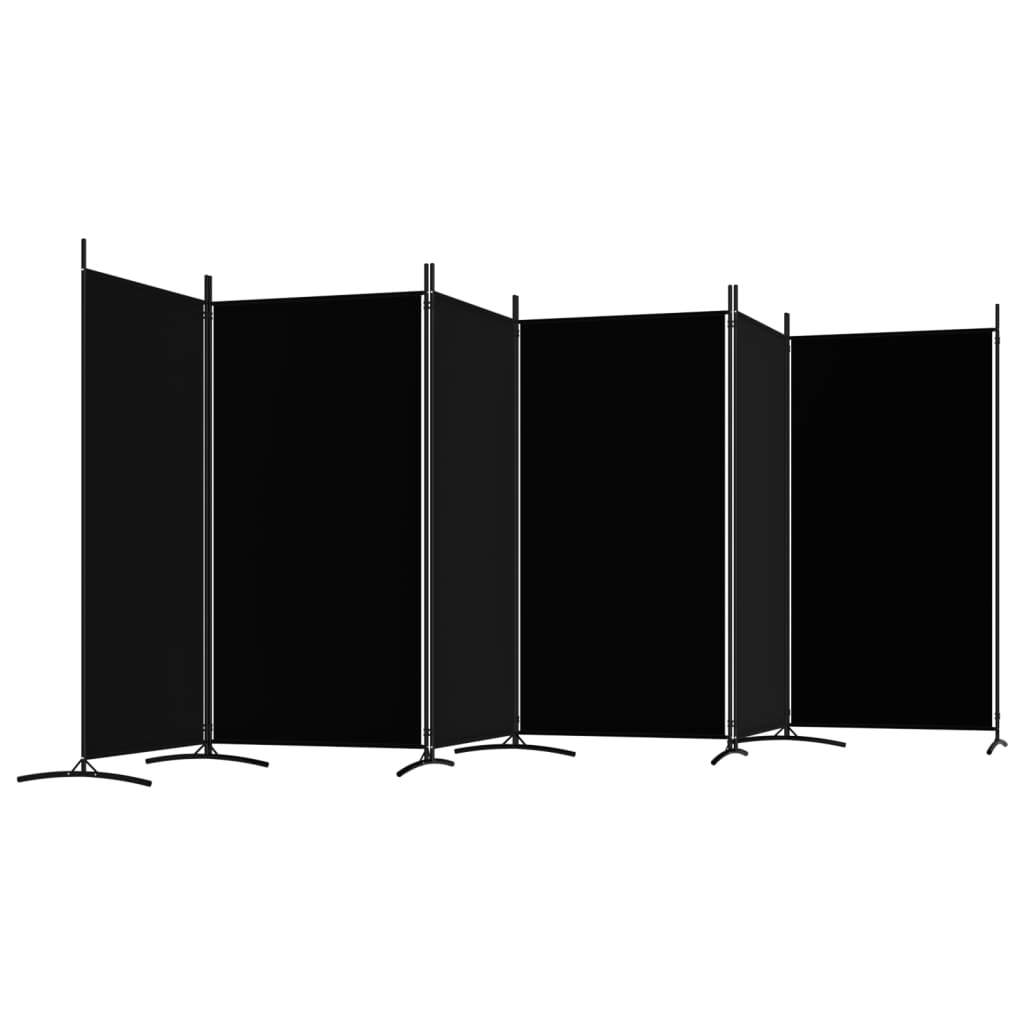 Freestanding 6-Panel Room Divider 520x180 cm Fabric Black