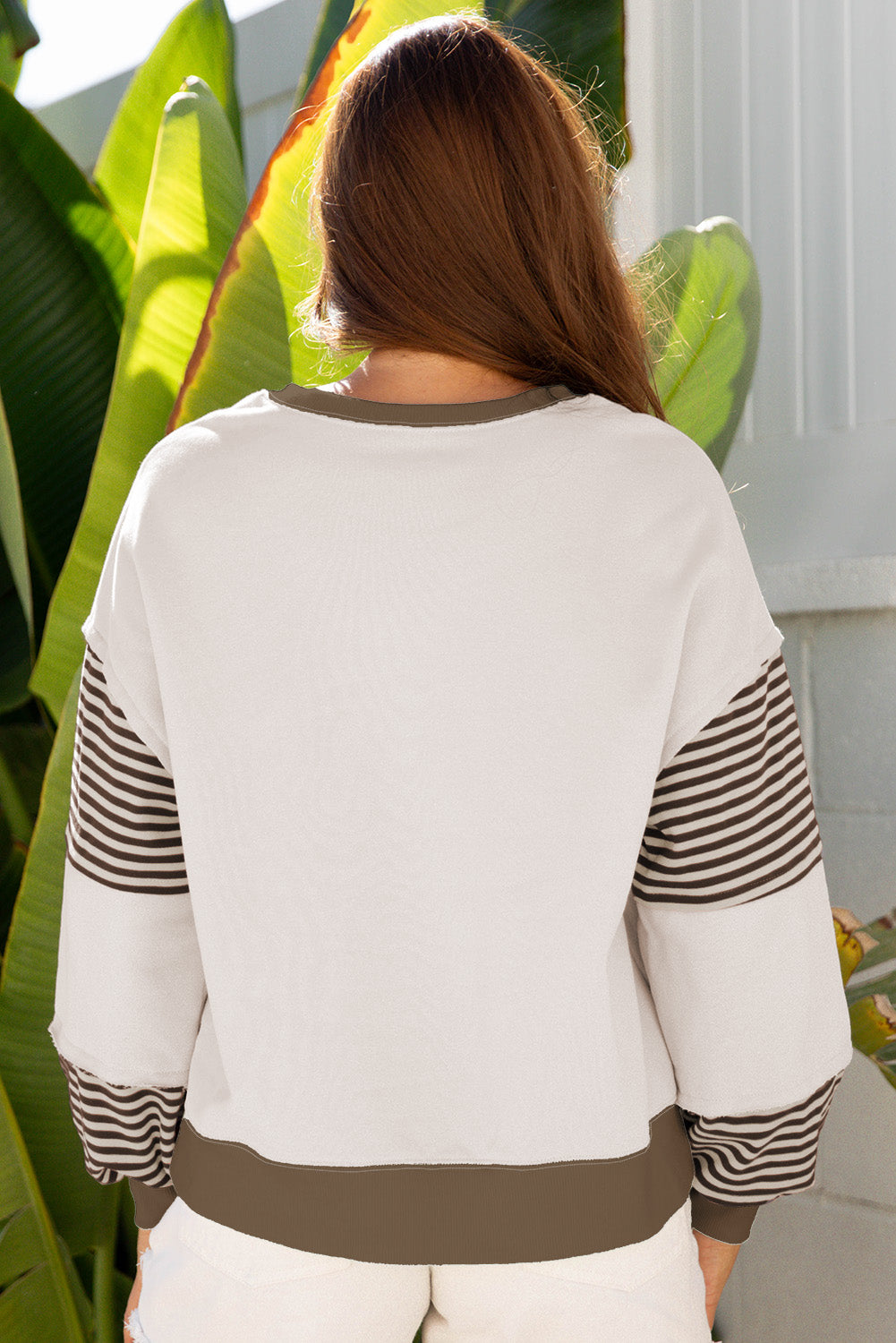 Jet Stream Striped Colourblock Patchwork Drop Shoulder Sweatshirt