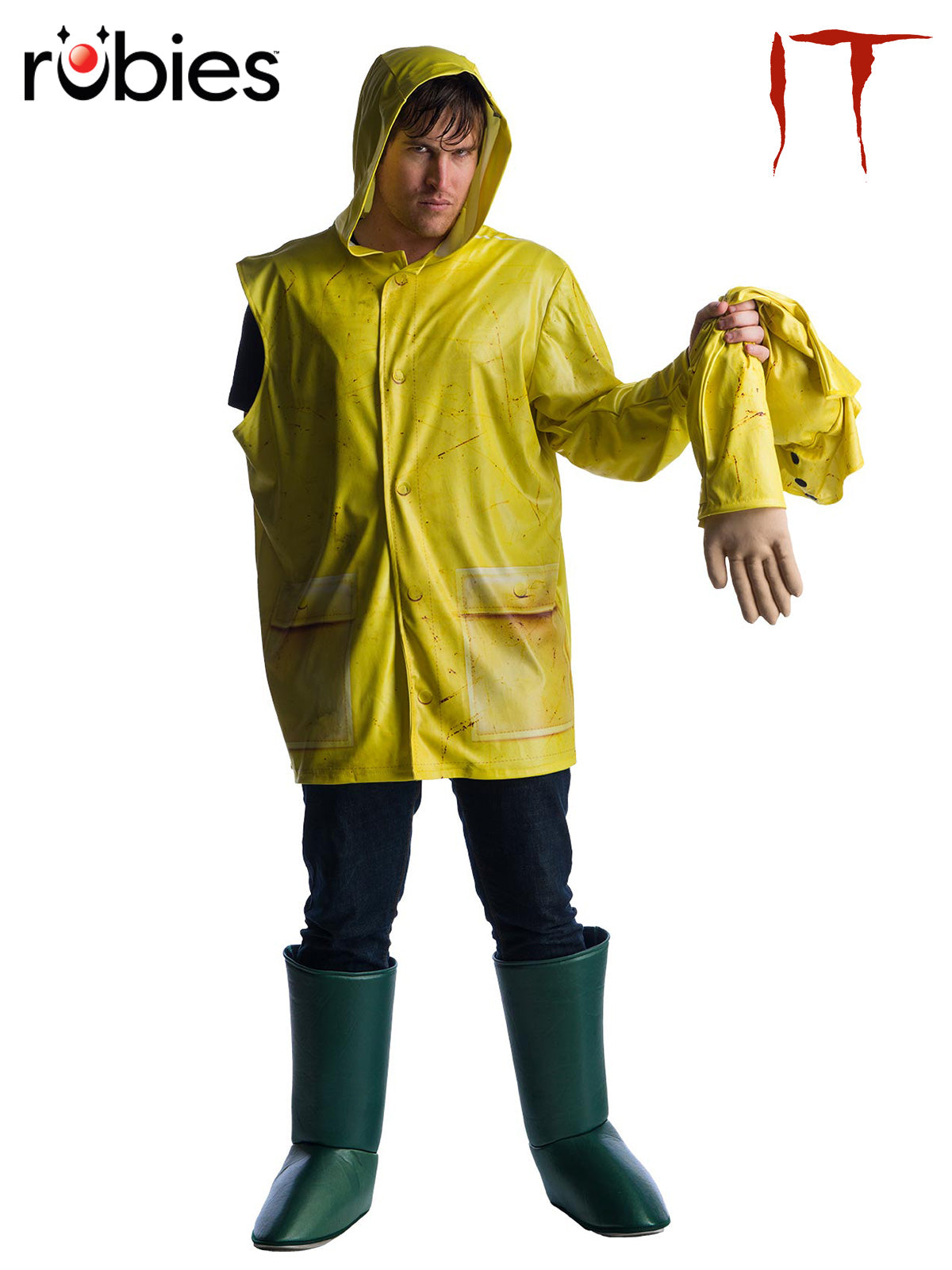 Georgie Denbrough Adult Costume from IT with Yellow Raincoat for Halloween