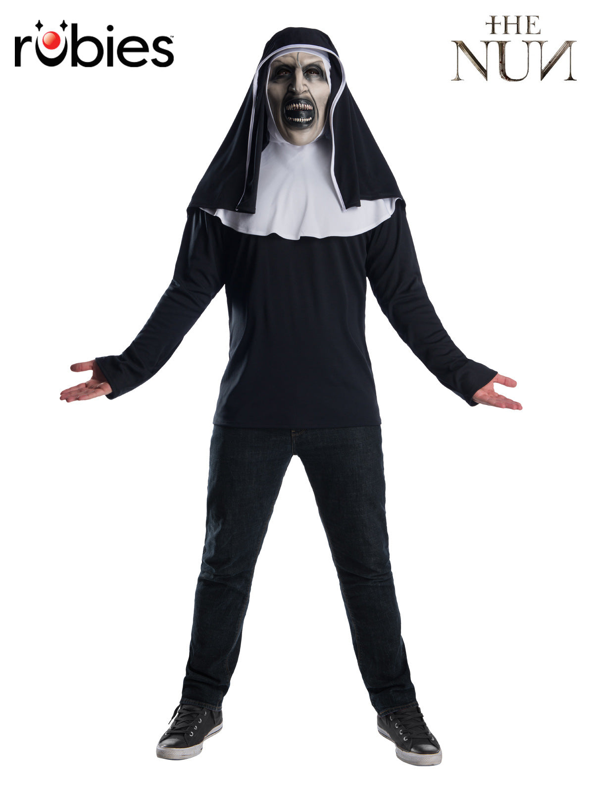 The Nun Costume for Adults Horror Movie Outfit with Mask Hood and Headpiece