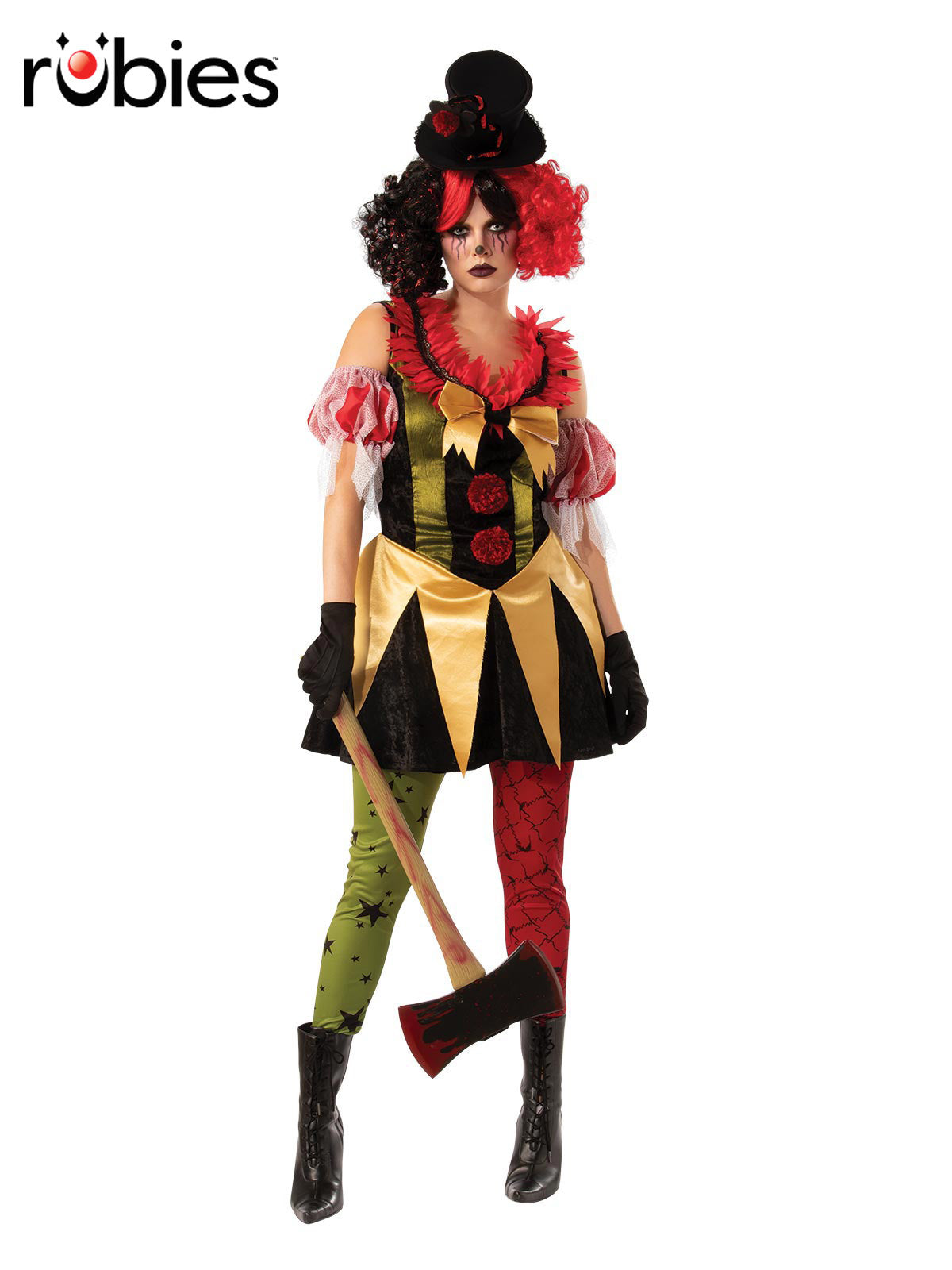 Evil Clown Lady Adult Costume with Hat Halloween Book Week
