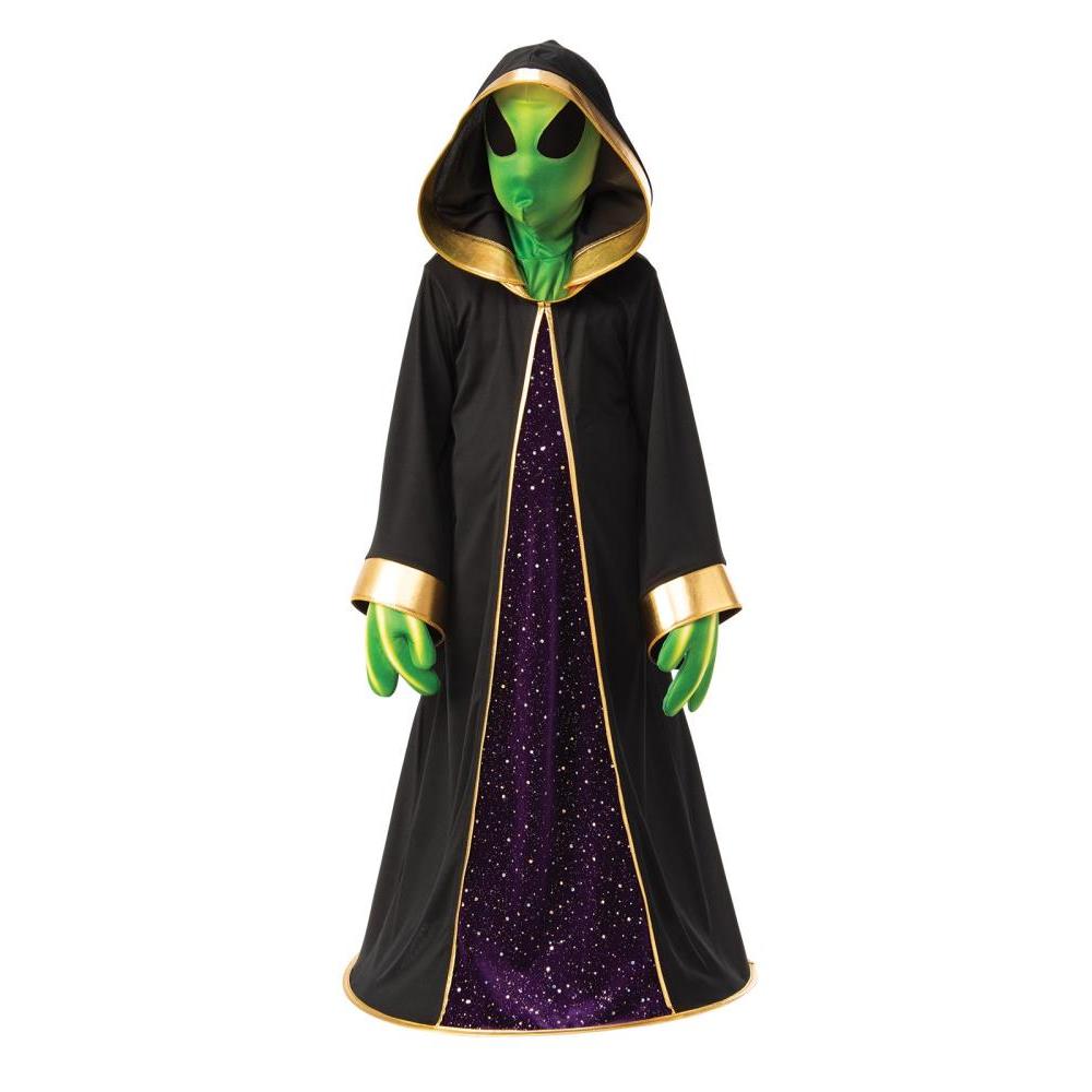 Alien Costume Child Fancy Dress Hooded Robe Mask Gloves Green Colour