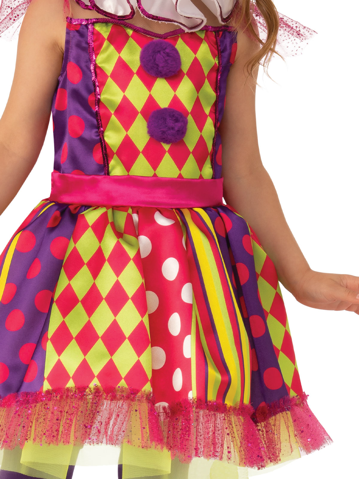 Bright Clown Costume Child Official Rubies Dress with Headband and Neckruffle
