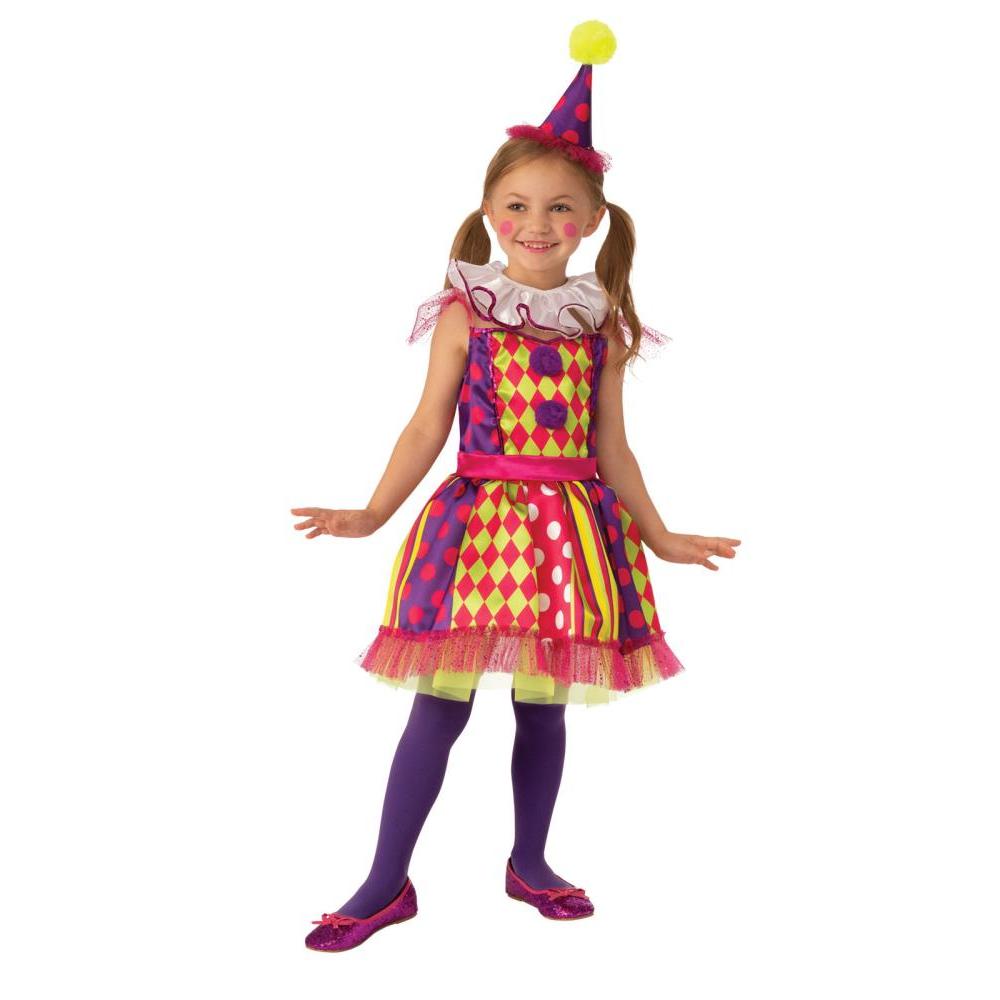 Bright Clown Costume Child Official Rubies Dress with Headband and Neckruffle