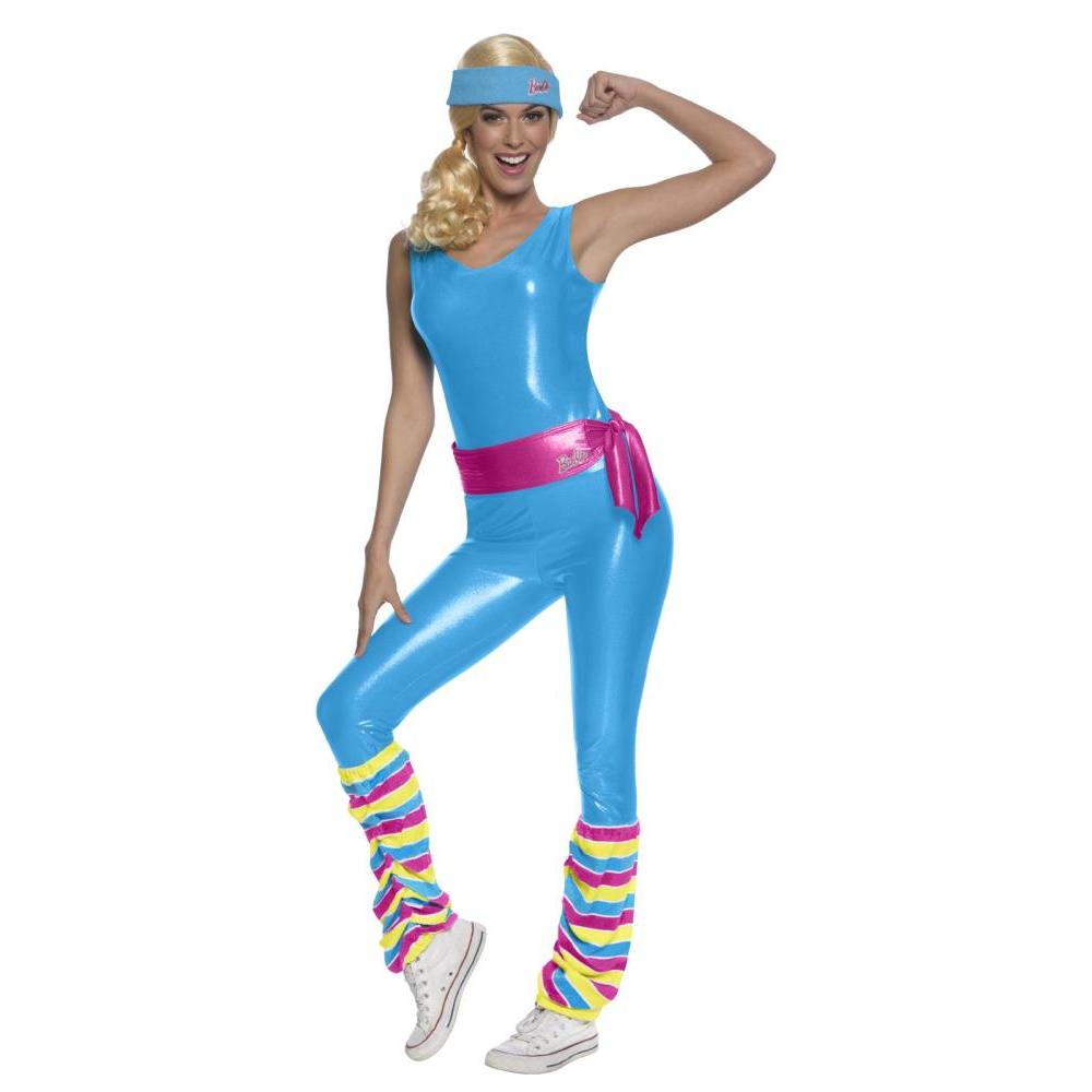 Barbie Exercise Costume Adult Official Licensed Bodysuit with Belt Leg Warmers Headband