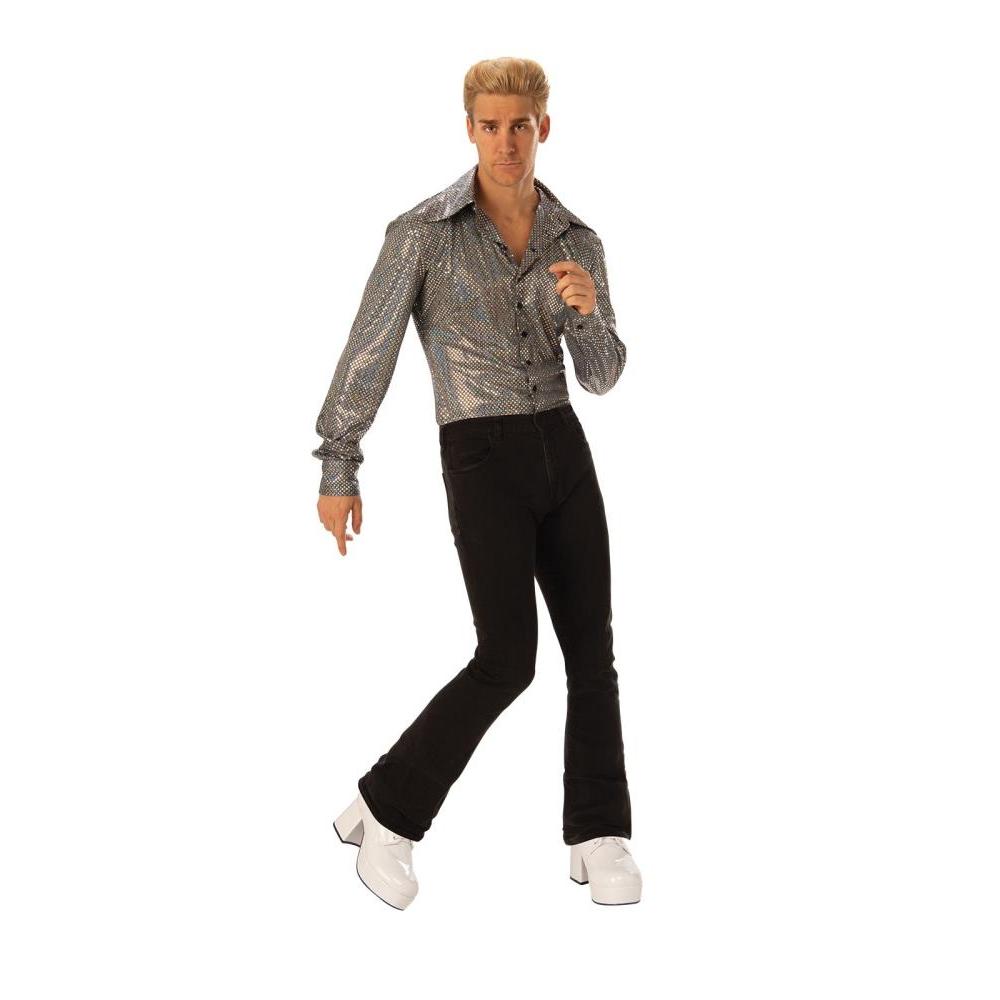 Disco Boogie Man Costume Adult Official Rubies 70s Outfit with Metallic Shirt