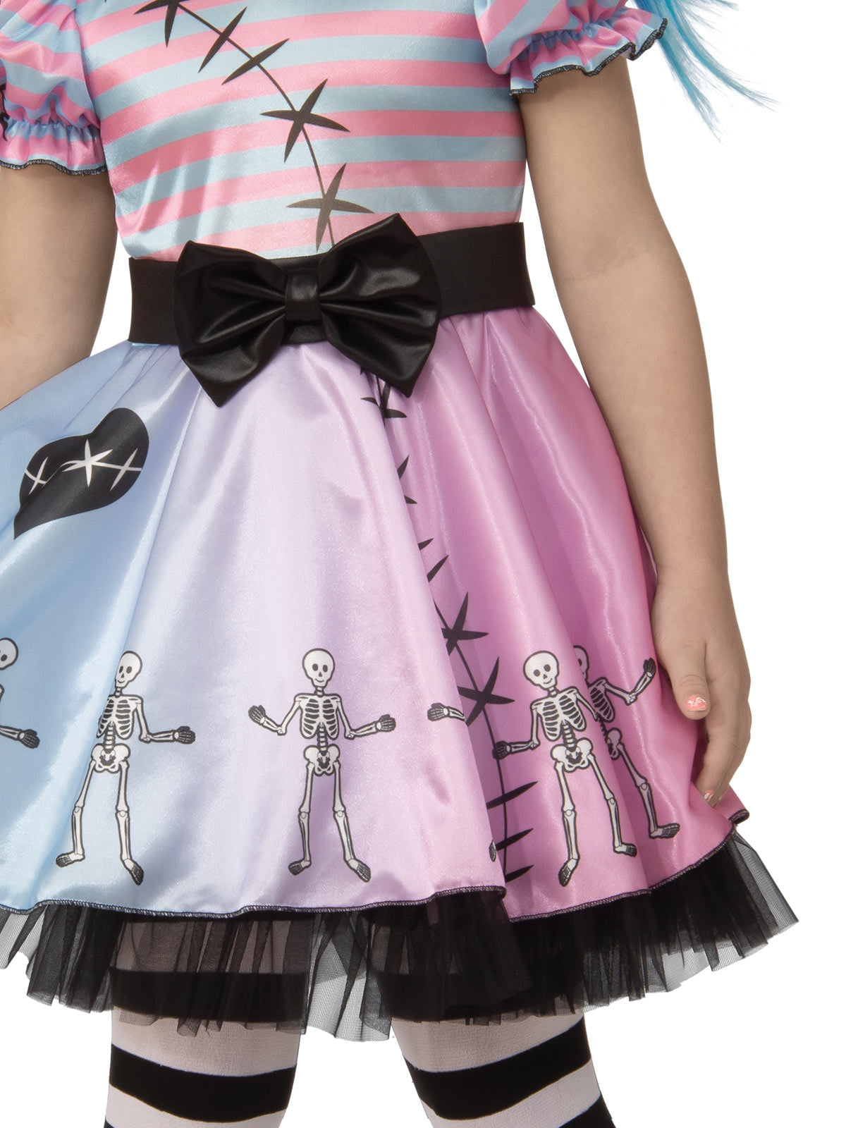 Rubie’s Wind-Up Skeleton Doll Costume for Kids – Satin Dress with 3D Key, Multi Colour