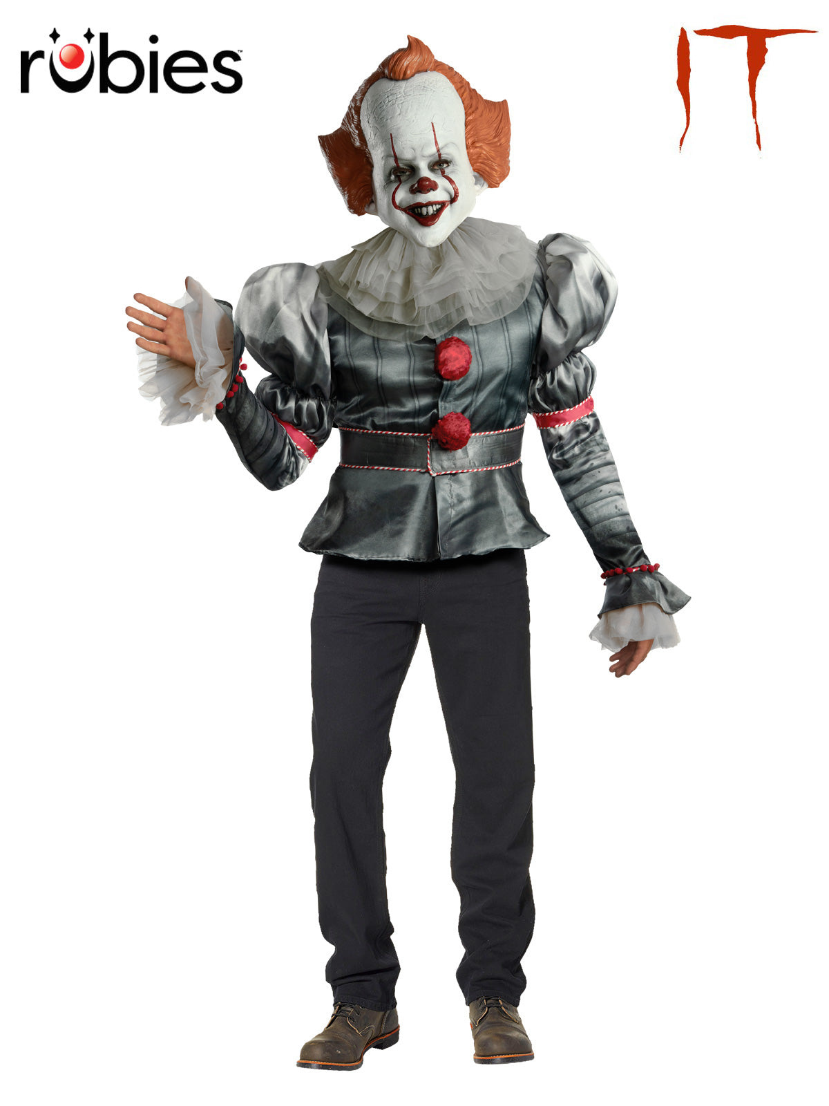 Pennywise IT Chapter 2 Deluxe Costume with Mask and Collar for Halloween