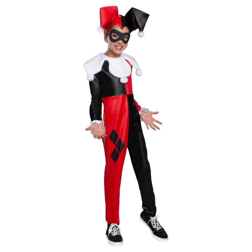 Harley Quinn Classic Jumpsuit Costume DC Comics Official Licensed - Red Black Colour