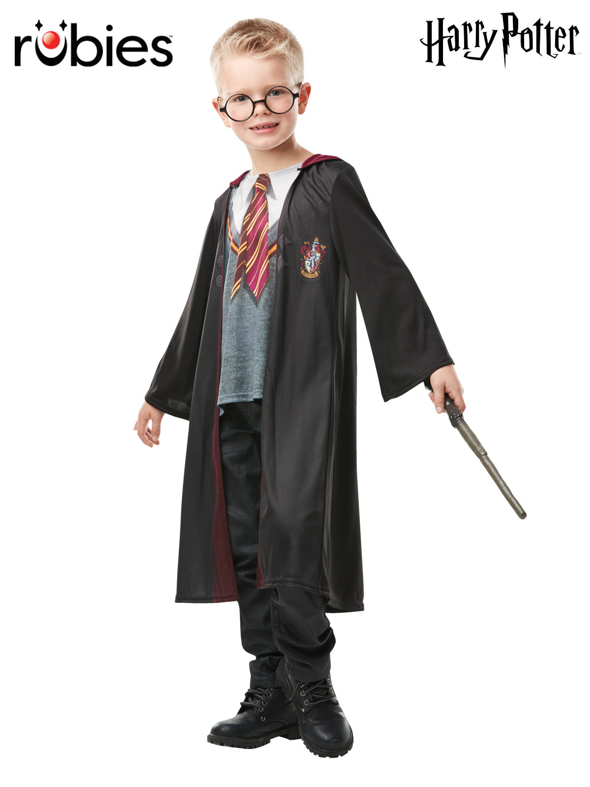 Kids Gryffindor Photoreal Robe Costume with Printed Sweater and Tie