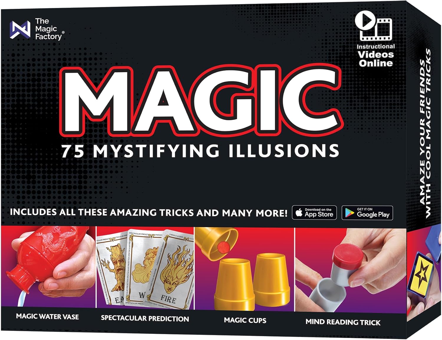The Magic Factory Ezama Magic Set – 75 Tricks Kids Magic Kit with Props & Instructions (Age 6+)