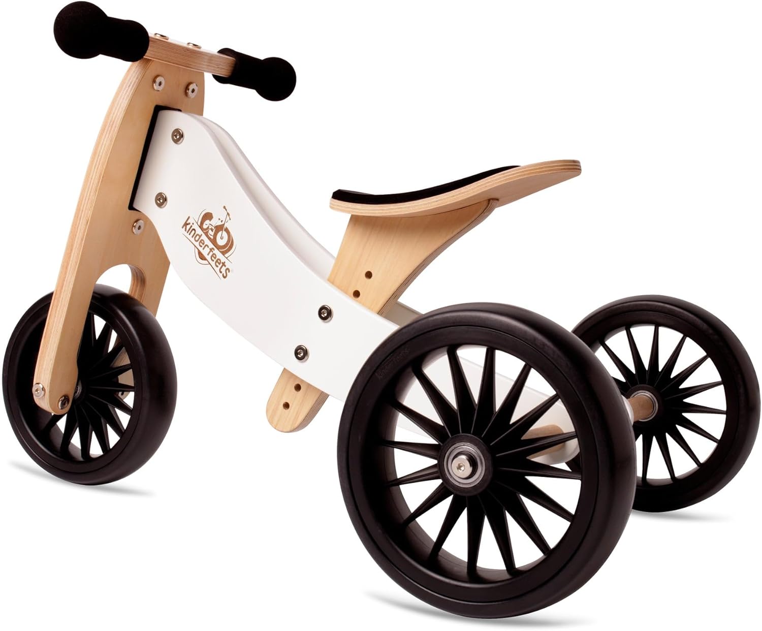 Kinderfeets Tiny Tot 2 in 1 Balance Bike & Trike for Toddlers White