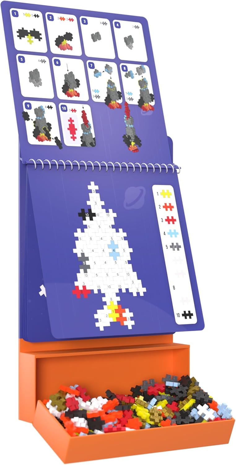 PLUS PLUS Space Activity Pad 125 Pieces Creative Building Blocks 2D 3D Puzzle Set
