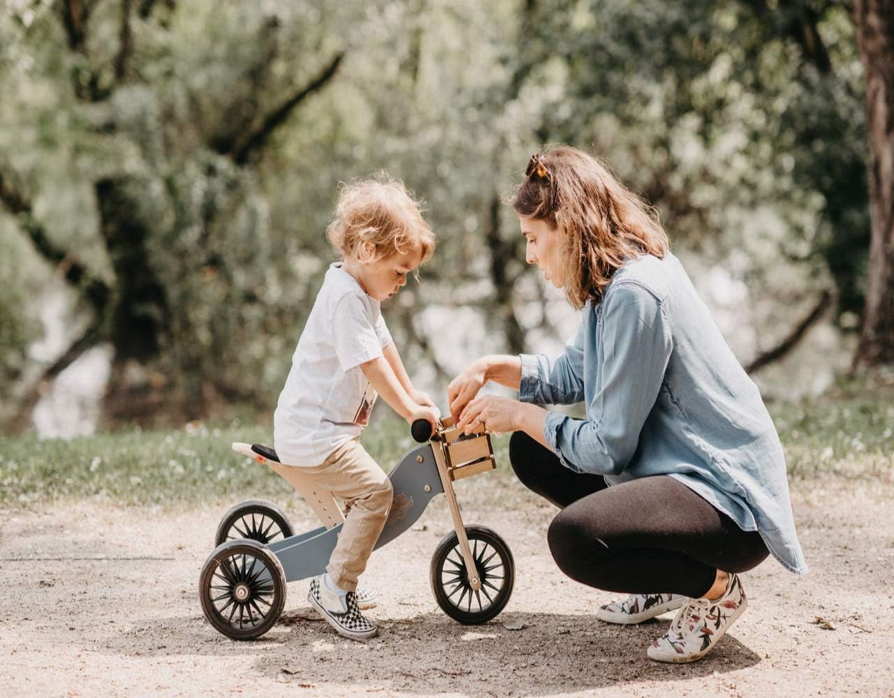 Kinderfeets Tiny Tot Plus 2 in 1 Balance Bike & Trike for Toddlers Slate Blue