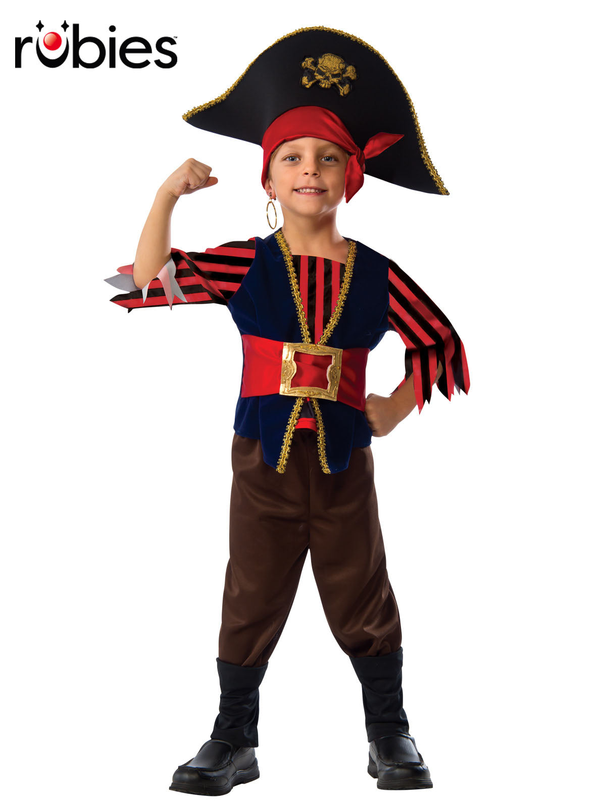 Kids Pirate Costume with Hat Vest Shirt Pants Belt Skull Book Week