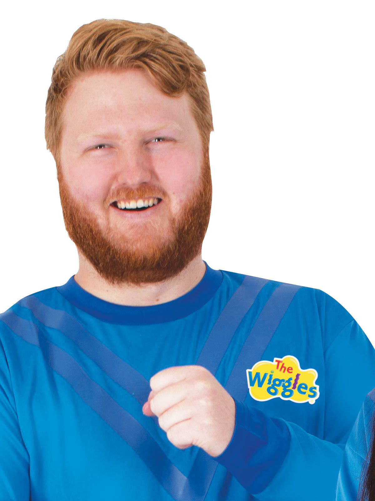 The Wiggles Blue Costume Top for Adults Official Unisex Skivvy with Logo Blue Colour