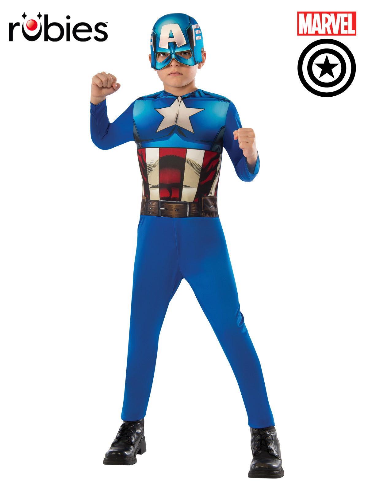 Captain America Classic Costume Child Official Marvel Jumpsuit with EVA Mask