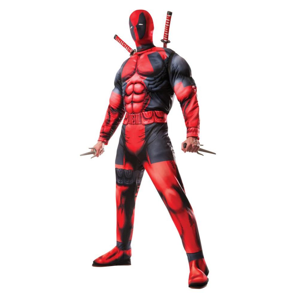 Deadpool Deluxe Costume Adult Official Marvel Outfit with Mask and Boot Tops
