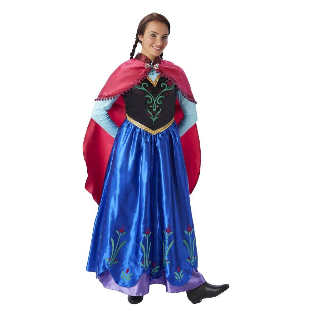Anna Deluxe Costume Adult Disney Frozen Dress Cape Bodice Skirt Blue Colour